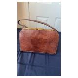 Vintage 1950 LESCO Brown Lizard skin purse bag