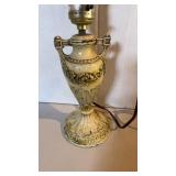 Small antique table, lamp, enamel, painted metal