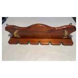 Antique carved wood fishing rod holder, with two