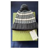 Gucci winter beanie hat, gray  and white wool