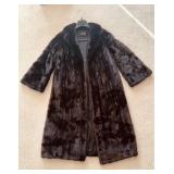 Vintage full length brown mink fur coat with  a