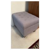Silvery gray, upholstered cushion, ottoman seat,