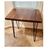Modern natural edge wood side table, with iron
