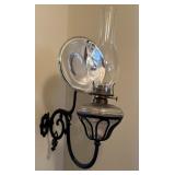 Antique Cast Iron Bracket Oil Lamp with Reflector