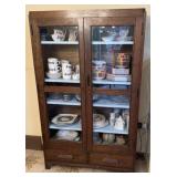 Antique Oak Double Door Cabinet / Bookcase