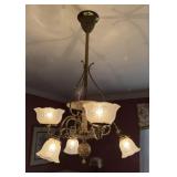 Antique Cast Reticulated Brass Chandelier