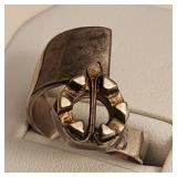 Brutalist Sterling Ring - Hex-Nut & Cotter Pin