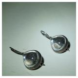 Pair Vintage Sterling & Quartz Teardrop Earrings