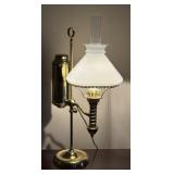 Antique Brass & Glass Student Oil Lamp