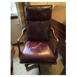 Mahogany & Leather Swiveling / Rocking Desk Chair