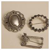 3 Sterling Silver Pins - Various Makers & Designs