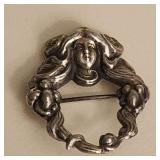 Antique Art Nouveau Sterling Silver Pin