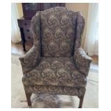 Vintage Colonial Style Upholstered Wing Chair