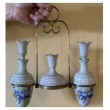 Rare Antique Hanging Art Glass Cologne Bottle Set