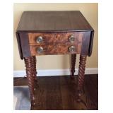 Antique Sheraton 2 Drawer Mahogany Stand - 1830