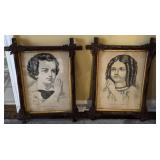 2 Currier & Ives Prints  Morning & Evening Prayers