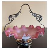 Antique Silver Plate & Cased Glass Brideï¿½s Basket
