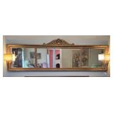 Antique Over Mantle Hanging Mirror with Sconces
