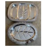 2 Sliver Plate Meat Trays