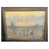 Antique Landscape Painting - Illegibly Signed