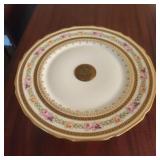 Antique French Cake Pedestal - Porcelain & Brass