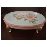Vintage Porcelain Footed Jewelry Box
