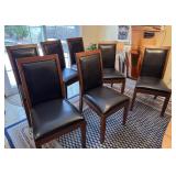Set of 7 Wooden Chairs with Faux Leather Seats