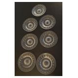 7 Antique "Heisey" Clear Glass Cup Plates