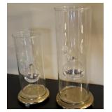 2 "Wolfard" Glass & Brass Oil Lamps