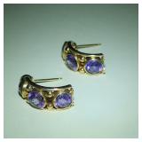 Pair of 14K & Amethyst Vintage Pierced Earrings