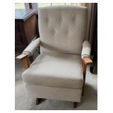 Vintage Upholstered Maple Platform Rocking Chair