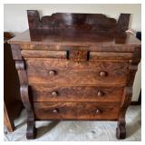 Antique Mahogany 6 Drawer Rolled Empire Chest