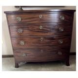 Antique Mahogany Bow Front 4 Drawer Chest -Ca 1820