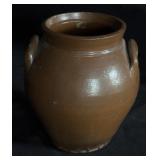 Antique Ovoid Stoneware Crock in Brown Slip