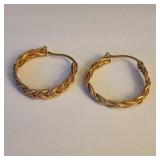 Vintage 14K Gold Nraided Circle Pierced Earrings