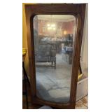 Antique Oak & Beveled Glass Hanging Mirror