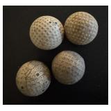 4 Antique / Vintage Golf Balls - Round & Square