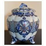 Antique Porcelain Footed Cracker Jar
