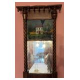 Antique Sheraton Mahogany Mirror w/ Eglomise Panel