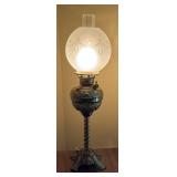 Antique Tall Brass Parlor Oil Lamp - Electrified