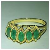 Fine 14K & Marquise Cut Emerald Cocktail Ring
