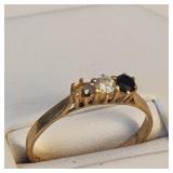 14K Gold, Diamond & Sapphire Ring