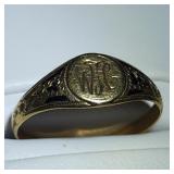 Antique 14K Gold & Black Enamel Signet Ring