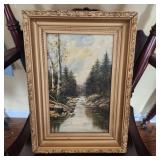 Antique Oil Painting - Landscape with Stream