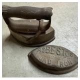 2 Antique Sad Irons & 1 Sad Iron Removable Handle