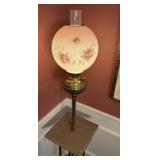 Antique Brass, Glass & Marble Piano Lamp
