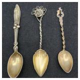 3 Antique Sterling Demitasse Spoons Various Makers