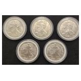 5 Silver Eagles 2022 Brilliant UNC