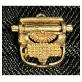 Vintage 14K Yellow Gold Charm - Typewriter
