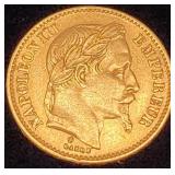 France 20 Francs Gold 1866-BB Napoleon III